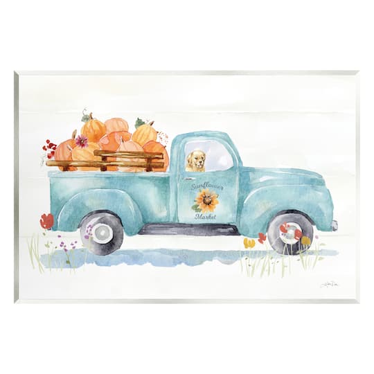 Stupell Industries Sunflower Market Pumpkin Truck Wall Plaque Art